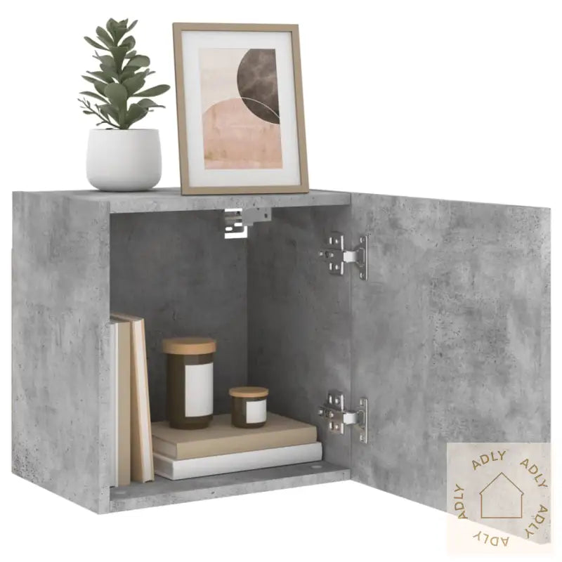 Vegghengte Tv-Benker 2 Stk Betonggrå 40,5X30X40 Konstruert Tre