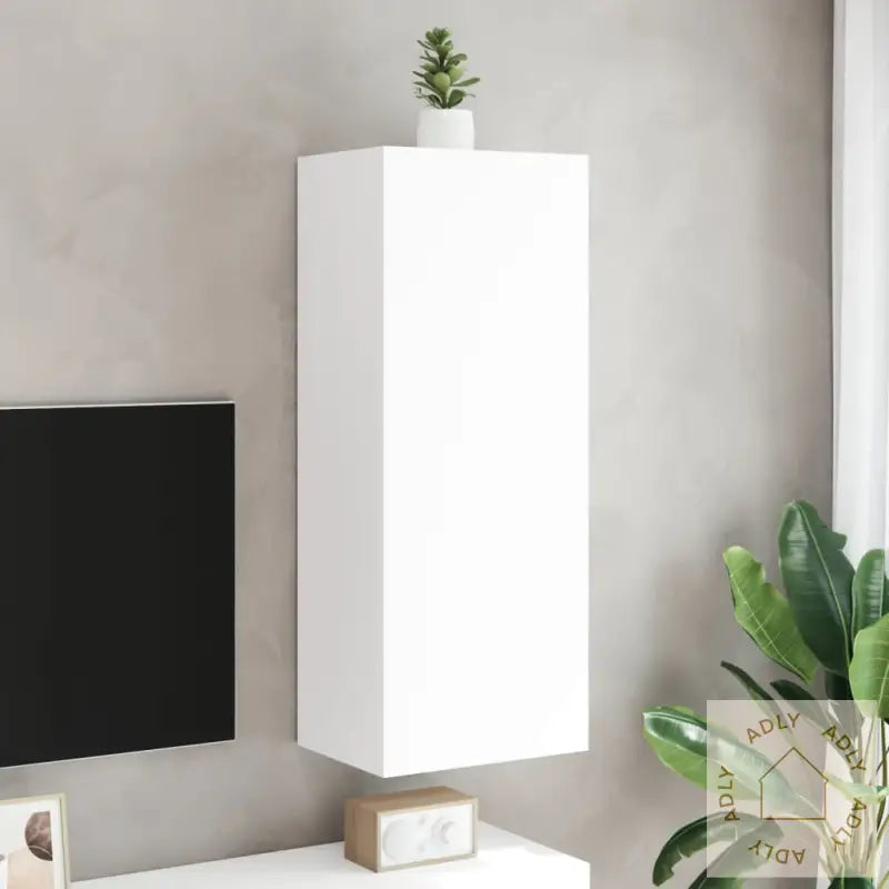 Vegghengt Tv-Benk Hvit 40,5X30X102 Cm Konstruert Tre