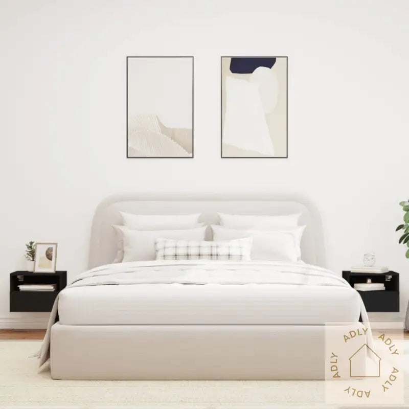 Veggmonterte Tv-Benker 2 Stk Svart 40X30X30 Cm Konstruert Tre