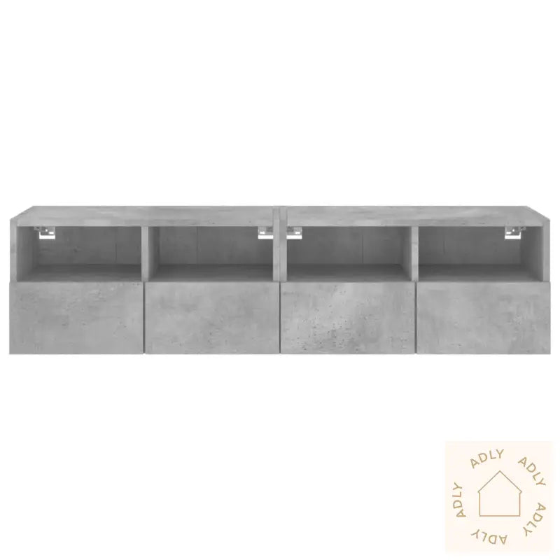 Vegghengte Tv-Benker 2 Stk Betonggrå 60X30X30 Cm Konstruert Tre