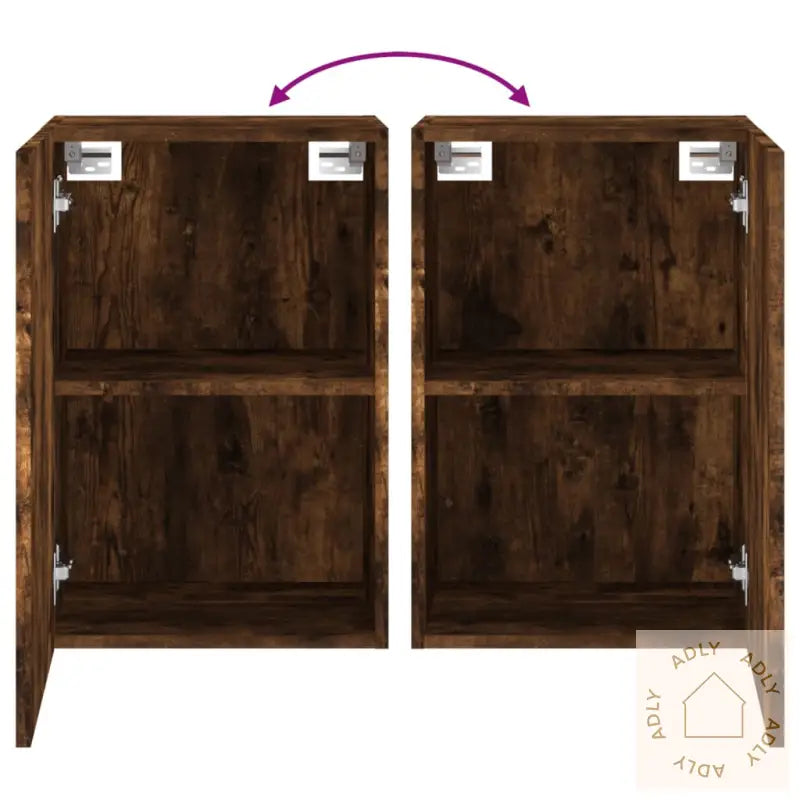 Vegghengte Tv-Benker 2 Stk Røkt Eik 40,5X30X60Cm Konstruert Tre