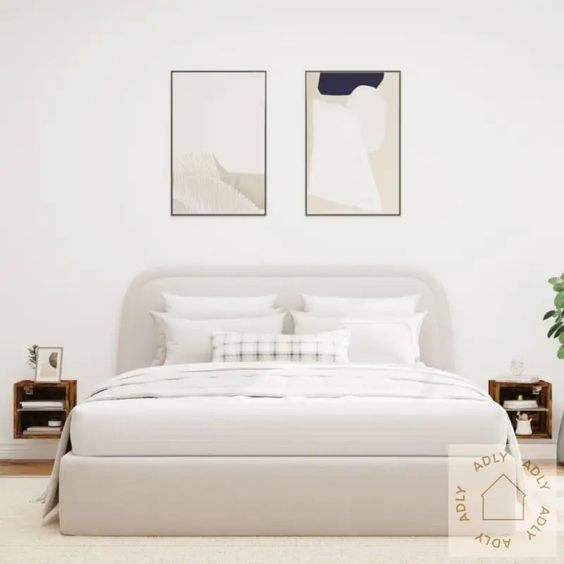 Vegghengt Tv-Benk Med Led 2 Stk Røkt Eik 30X28,5X30 Cm