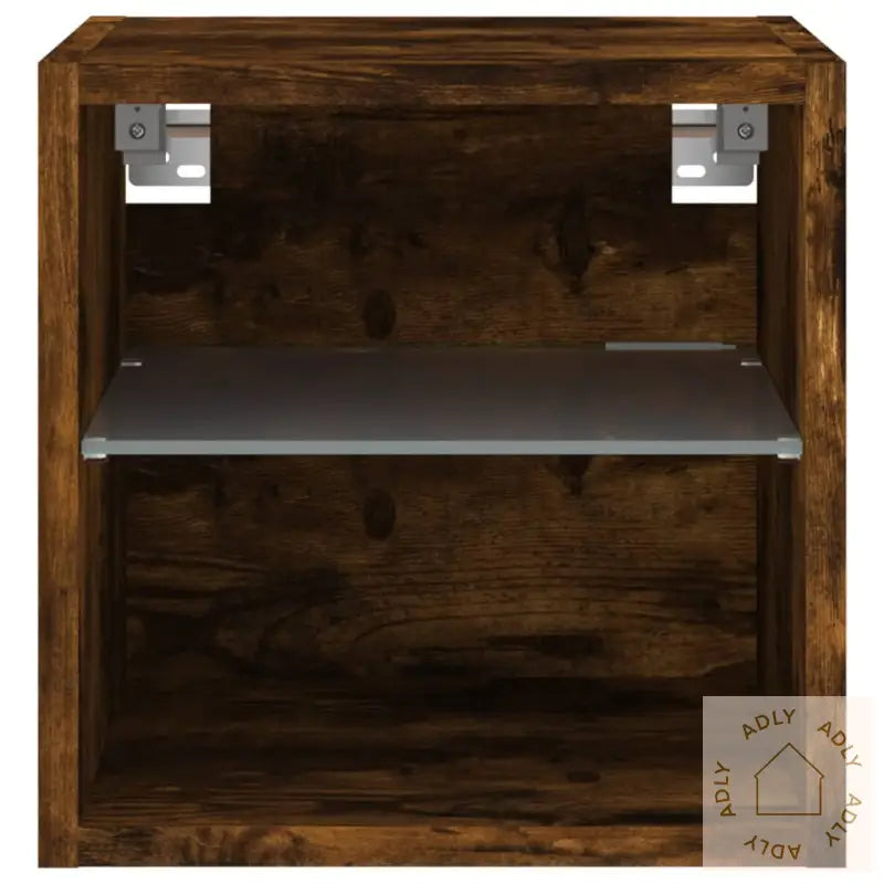 Vegghengt Tv-Benk Med Led 2 Stk Røkt Eik 30X28,5X30 Cm