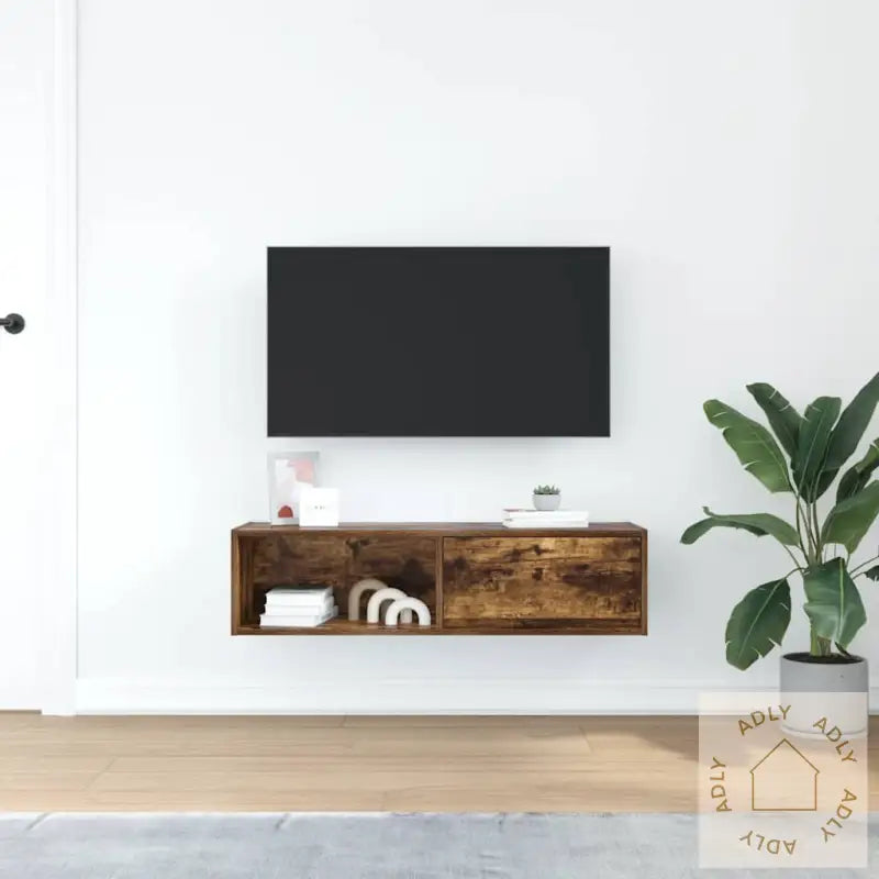 Tv-Benk Røkt Eik 100X31X25,5 Cm Konstruert Tre