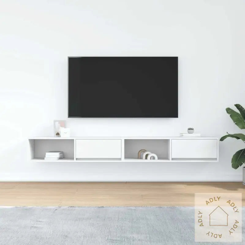Tv-Benker 2 Stk Hvit 100X31X25,5 Cm Konstruert Tre