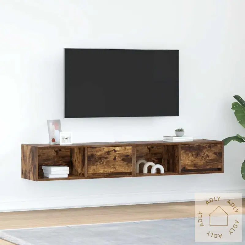 Tv-Benker 2 Stk Røkt Eik 80X31X25,5 Cm Konstruert Tre