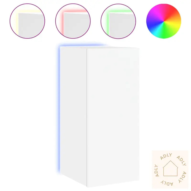 Vegghengt Tv-Benk Med Led Hvit 30,5X35X70 Cm