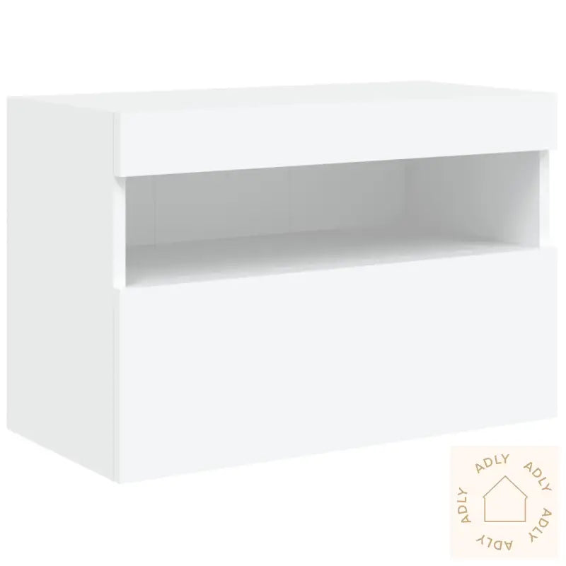 Vegghengte Tv-Enheter Med Led 6 Deler Hvit Konstruert Tre