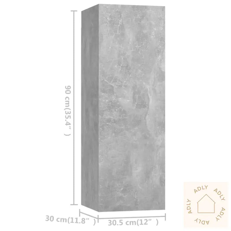 Tv-Benksett 3 Deler Betonggrå Konstruert Tre