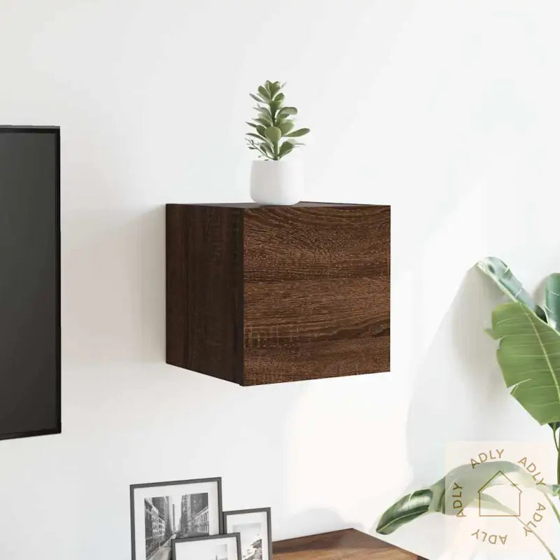 Vegghengt Tv-Benk Brun Eik 30,5X30X30 Cm