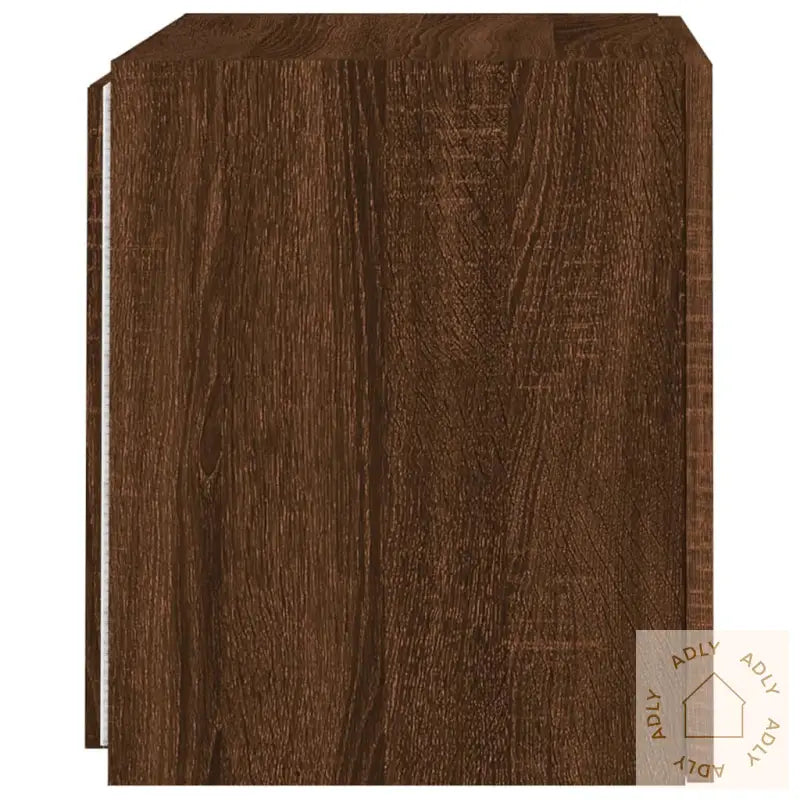 Vegghengte Tv-Benker Med Led-Lys 2 Stk Brun Eik 40,5X35X40 Cm