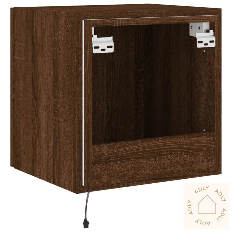 Vegghengte Tv-Benker Med Led-Lys 2 Stk Brun Eik 40,5X35X40 Cm