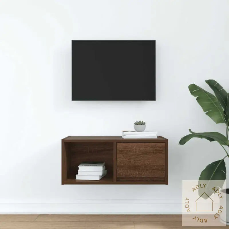 Tv-Benk Brun Eik 60X31X25,5 Cm Konstruert Tre