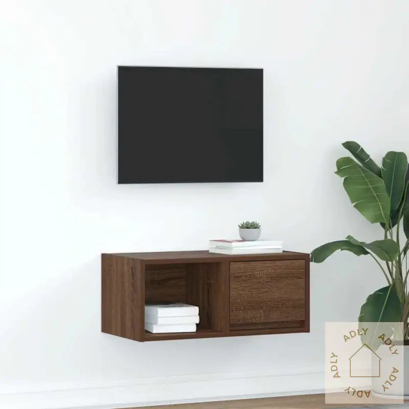 Tv-Benk Brun Eik 60X31X25,5 Cm Konstruert Tre