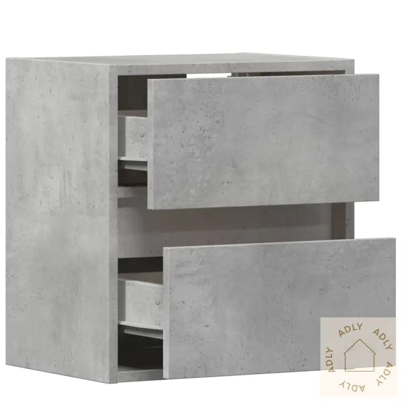 Vegghengte Tv-Benker Med Led-Lys 2 Stk Betonggrå 41X31X45 Cm