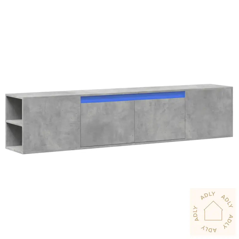 Vegghengt Tv-Benk Med Led Betonggrå 180X31X39,5 Cm
