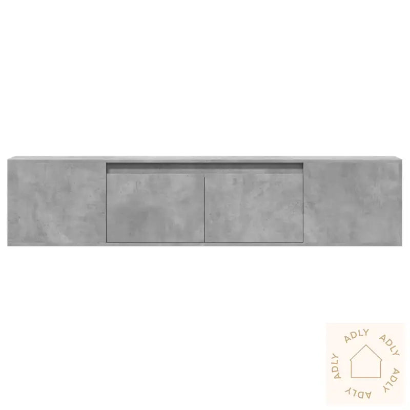 Vegghengt Tv-Benk Med Led Betonggrå 180X31X39,5 Cm