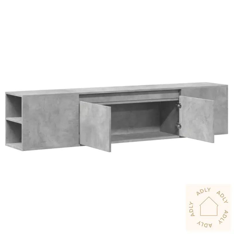 Vegghengt Tv-Benk Med Led Betonggrå 180X31X39,5 Cm