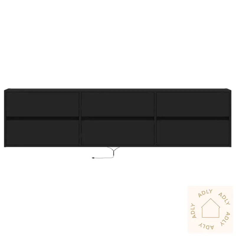 Vegghengt Tv-Benk Med Led Svart 180X31X45 Cm