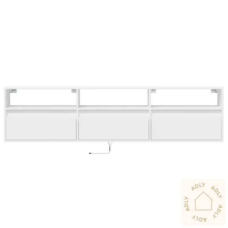 Vegghengt Tv-Benk Med Led Hvit 180X31X45 Cm