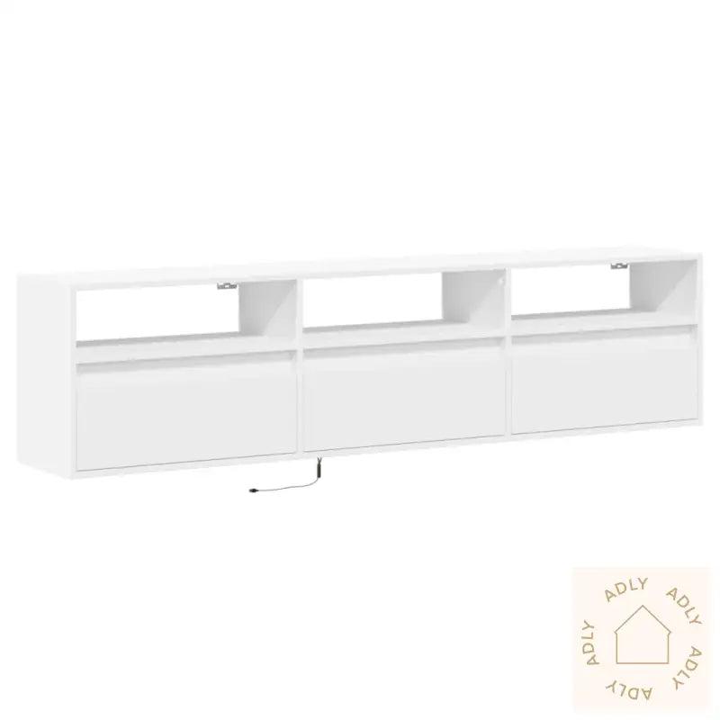 Vegghengt Tv-Benk Med Led Hvit 180X31X45 Cm