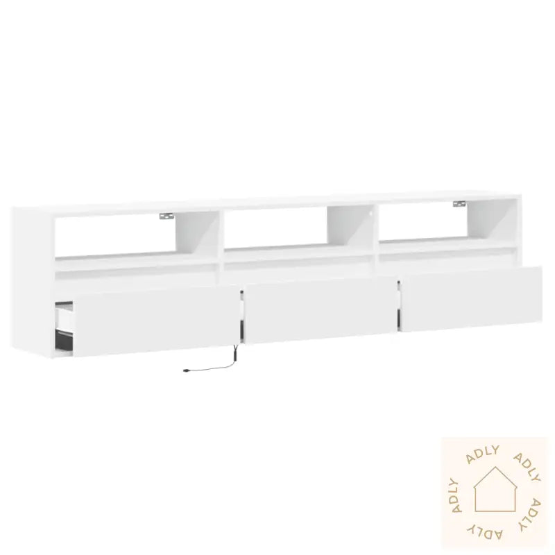 Vegghengt Tv-Benk Med Led Hvit 180X31X45 Cm