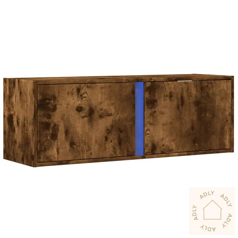 Vegghengt Tv-Benk Med Led Røkt Eik 100X31X35 Cm