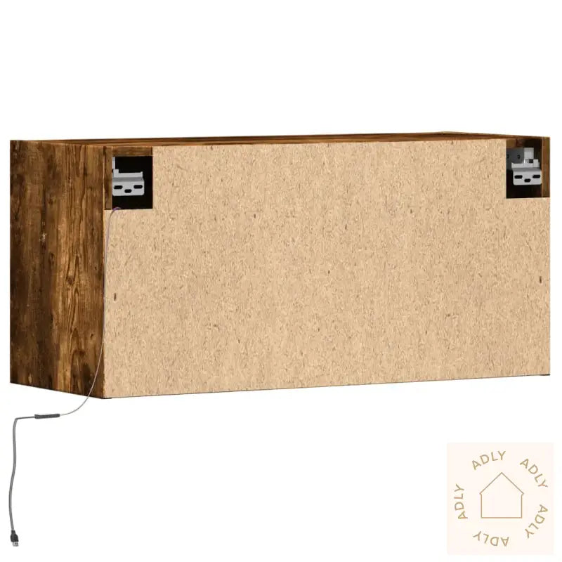 Vegghengt Tv-Benk Med Led Røkt Eik 80X31X35 Cm