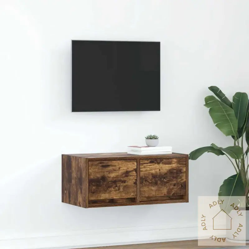 Tv-Benk Røkt Eik 60X31X25,5 Cm Konstruert Tre