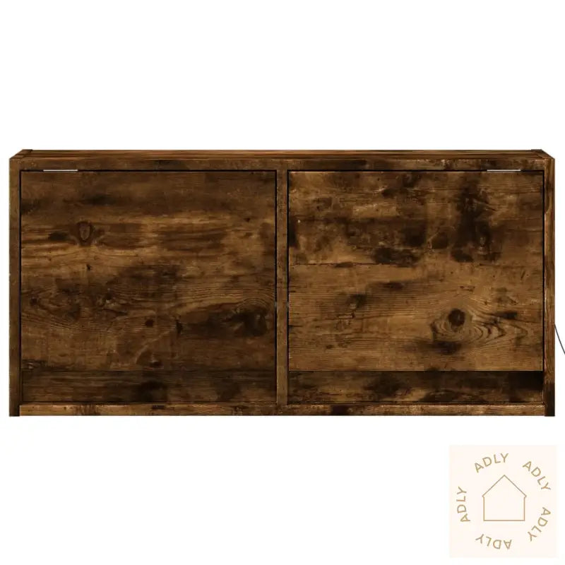 Vegghengt Tv-Benk Med Led Røkt Eik 80X31X35 Cm