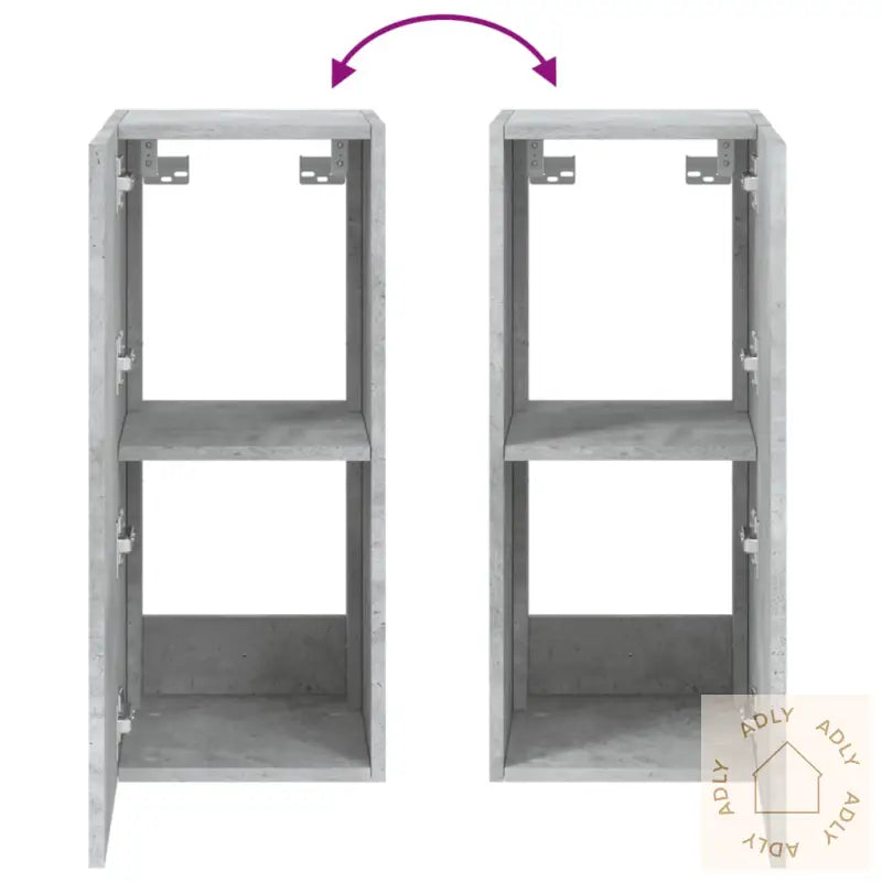 Vegghengt Tv-Benk Med Led-Lys Betonggrå 30,5X35X70 Cm