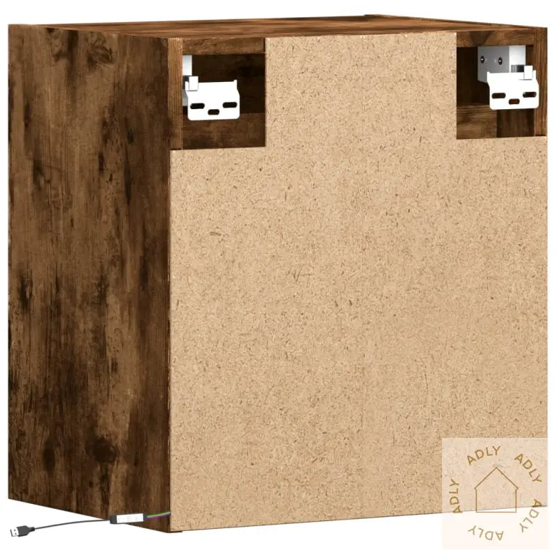 Vegghengt Tv-Benker Med Led-Lys 2 Stk Røkt Eik 41X31X45 Cm