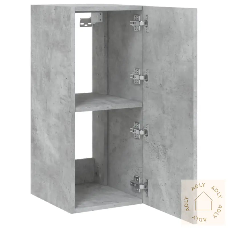 Vegghengt Tv-Benk Med Led-Lys Betonggrå 30,5X35X70 Cm