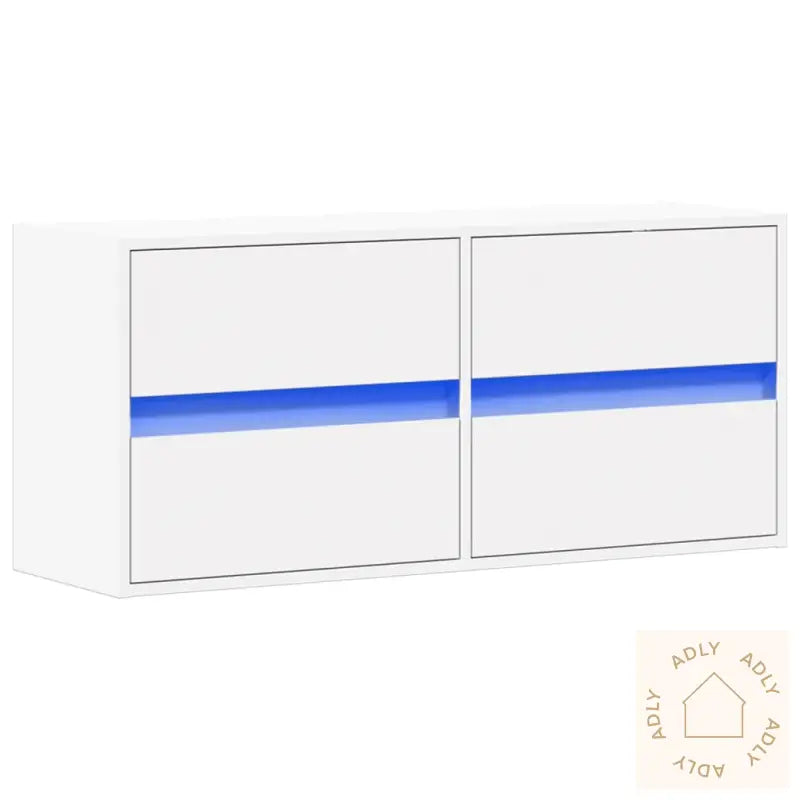 Vegghengt Tv-Benk Med Led Hvit 100X31X45 Cm