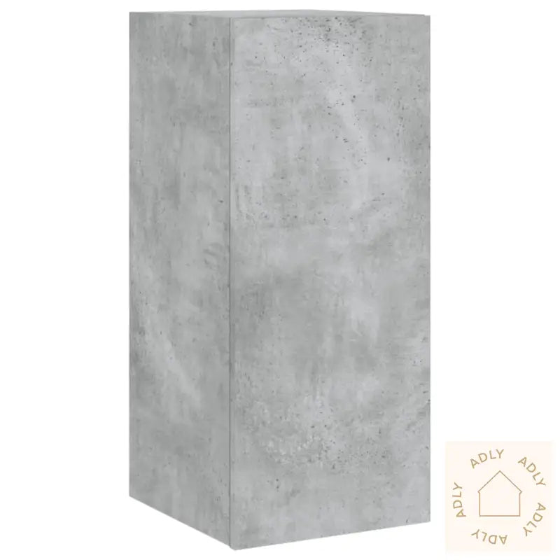 Vegghengt Tv-Benk Med Led-Lys Betonggrå 30,5X35X70 Cm