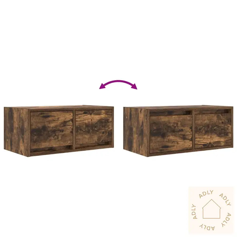 Tv-Benk Røkt Eik 60X31X25,5 Cm Konstruert Tre