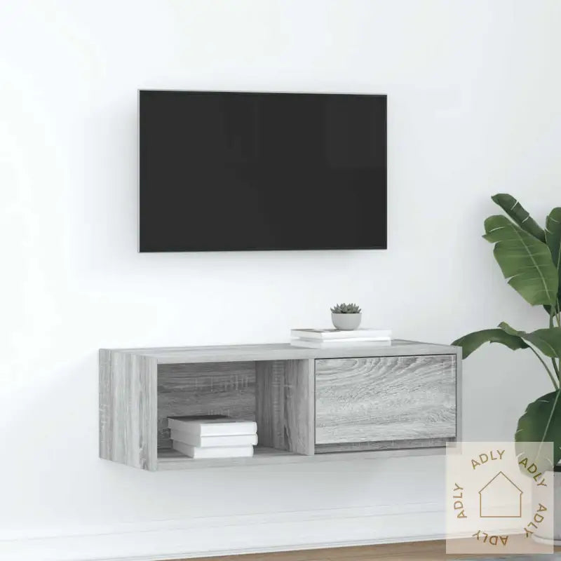 Tv-Benk Grå Sonoma 80X31X25,5 Cm Konstruert Tre