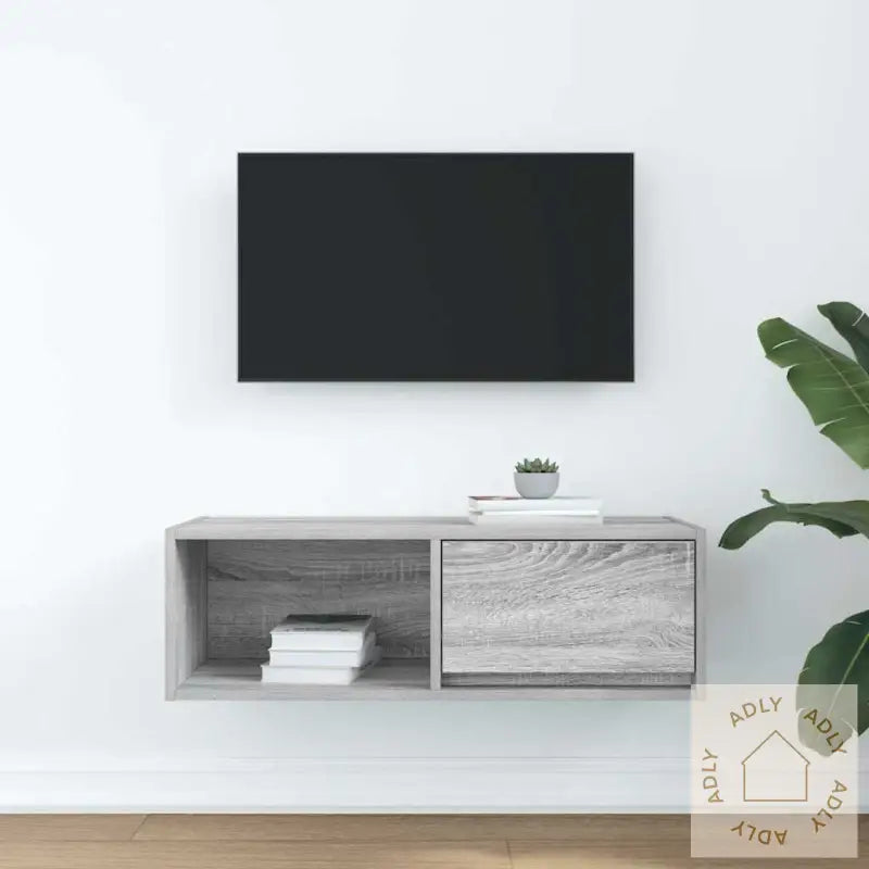 Tv-Benk Grå Sonoma 80X31X25,5 Cm Konstruert Tre