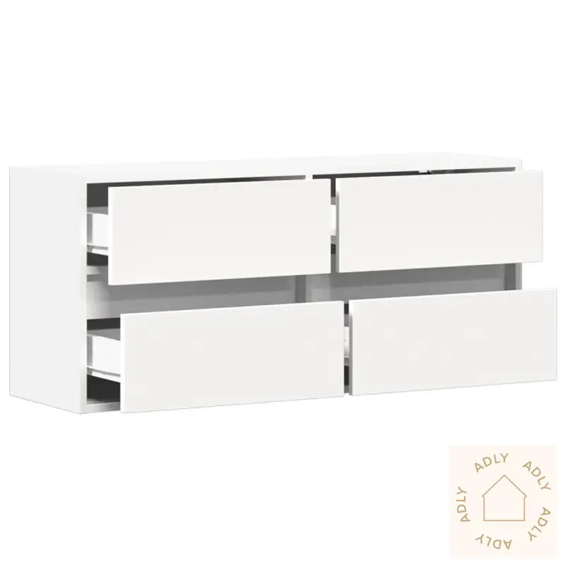 Vegghengt Tv-Benk Med Led Hvit 100X31X45 Cm