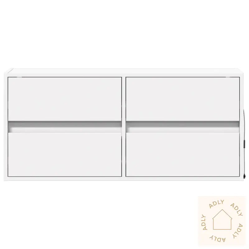 Vegghengt Tv-Benk Med Led Hvit 100X31X45 Cm