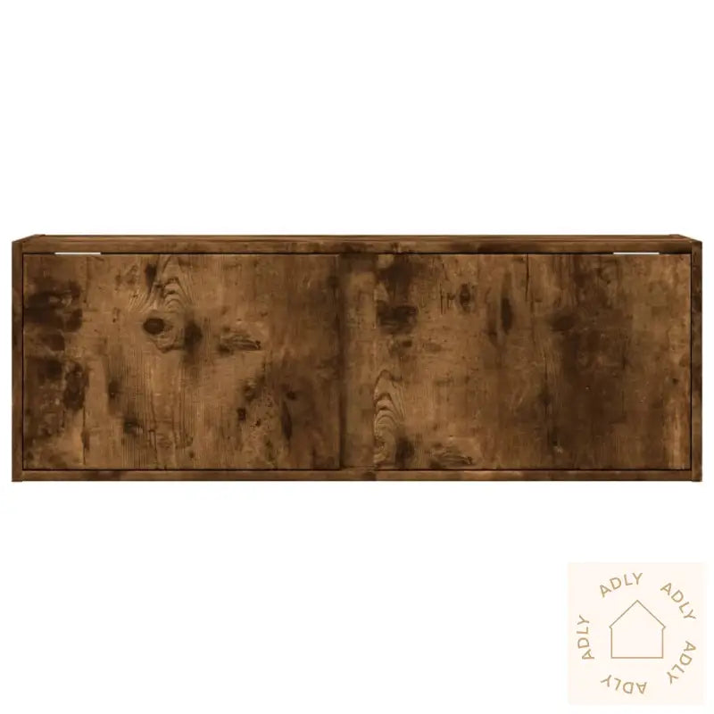 Vegghengt Tv-Benk Med Led Røkt Eik 100X31X35 Cm