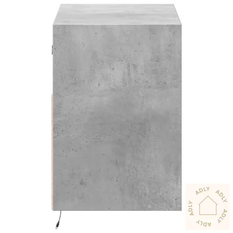 Vegghengt Tv-Benk Med Led-Lys Betonggrå 80X31X45 Cm