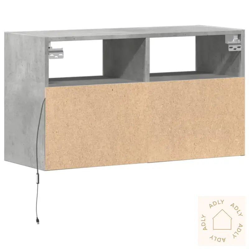 Vegghengt Tv-Benk Med Led-Lys Betonggrå 80X31X45 Cm