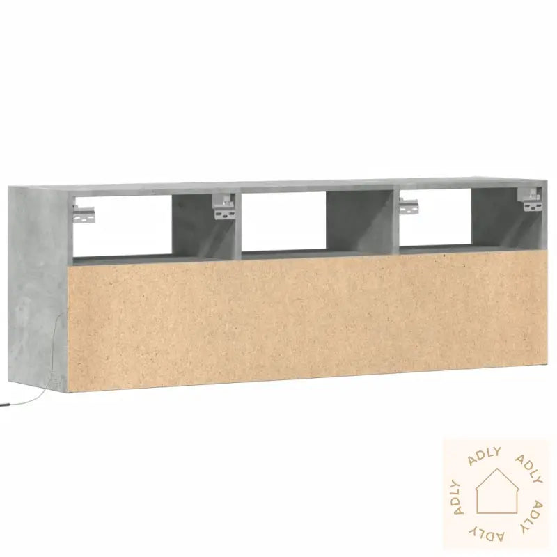 Vegghengt Tv-Benk Med Led-Lys Betonggrå 130X31X45 Cm