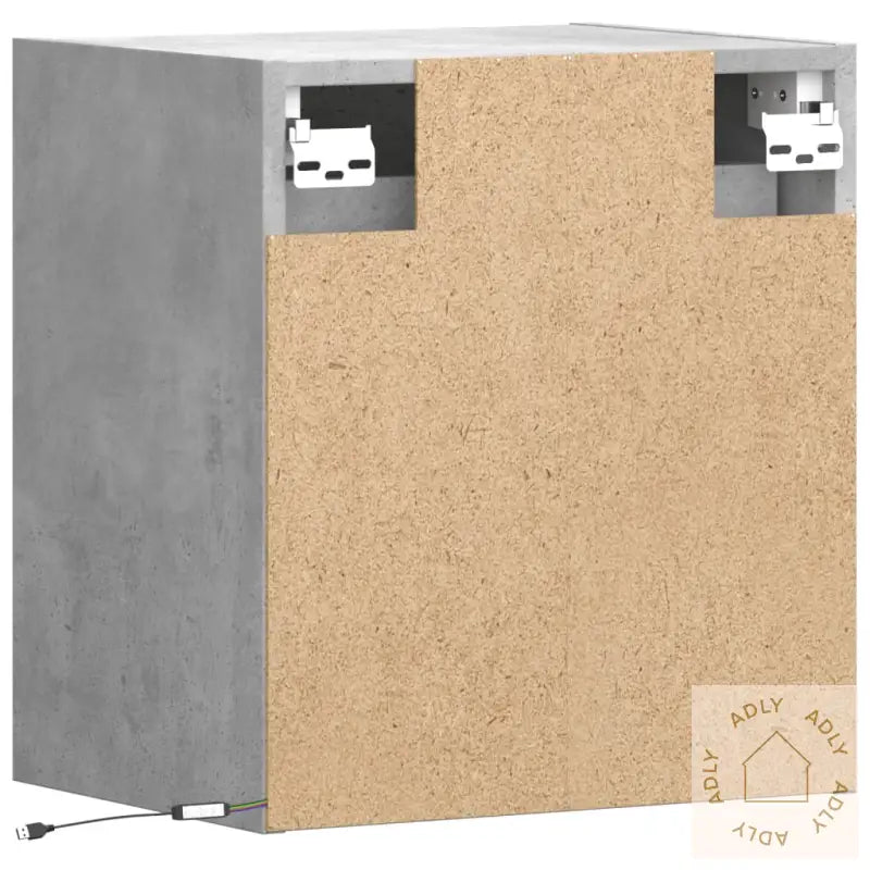 Vegghengt Tv-Benk Med Led-Lys Betonggrå 41X31X45 Cm