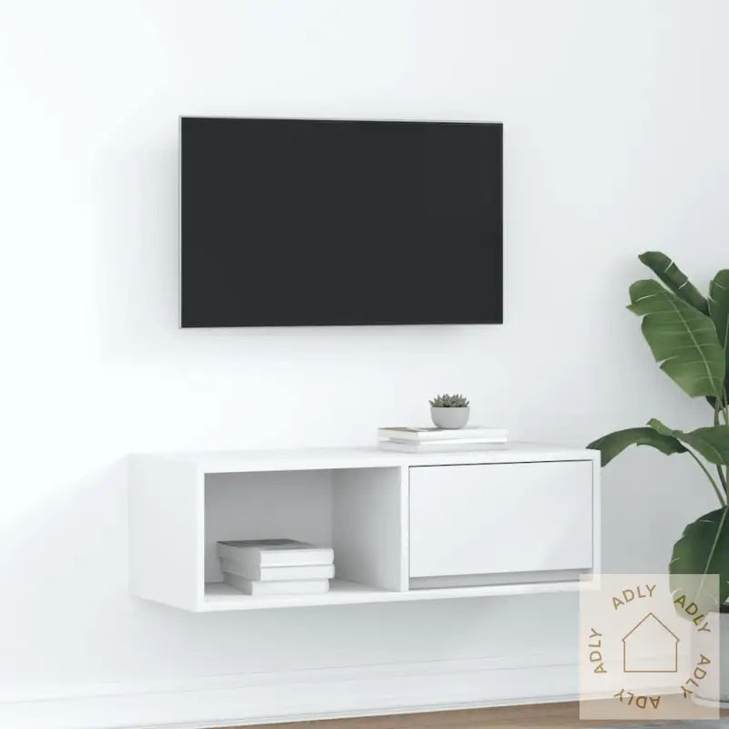 Tv-Benk Hvit 80X31X25,5 Cm Konstruert Tre