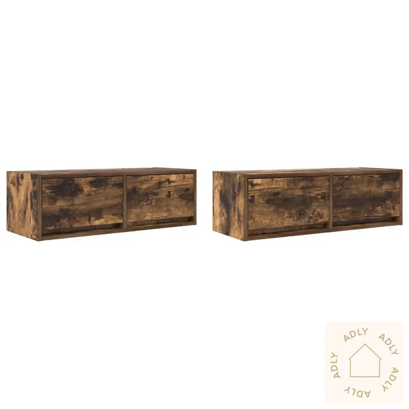 Tv-Benker 2 Stk Røkt Eik 80X31X25,5 Cm Konstruert Tre