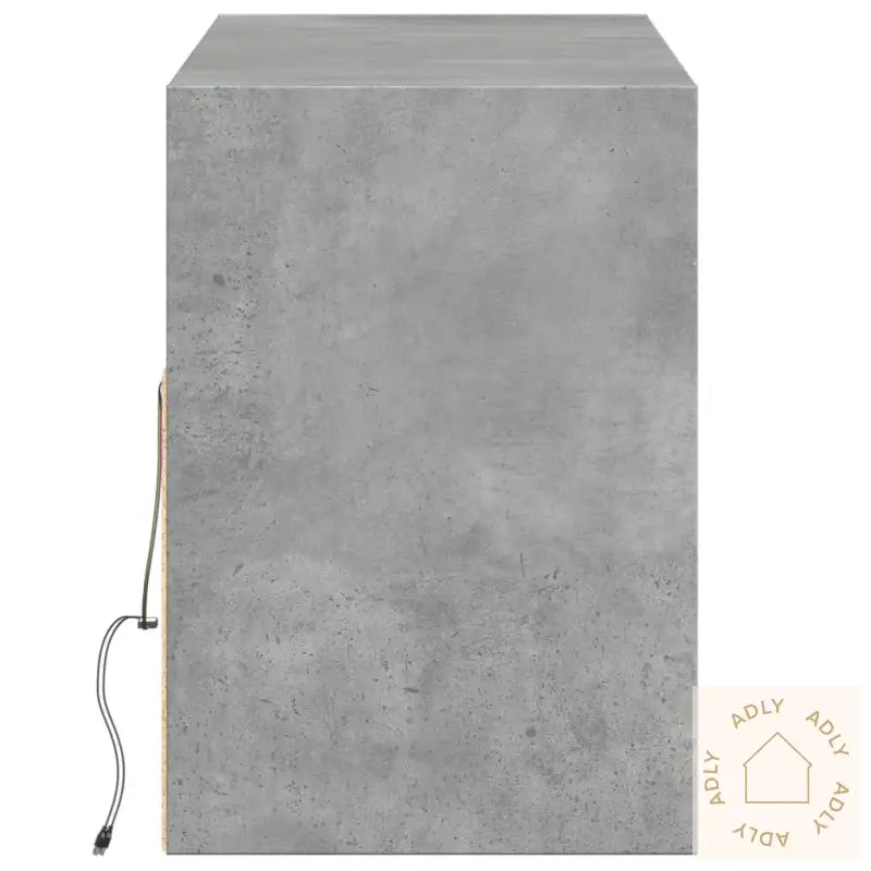 Vegghengt Tv-Benk Med Led-Lys Betonggrå 130X31X45 Cm