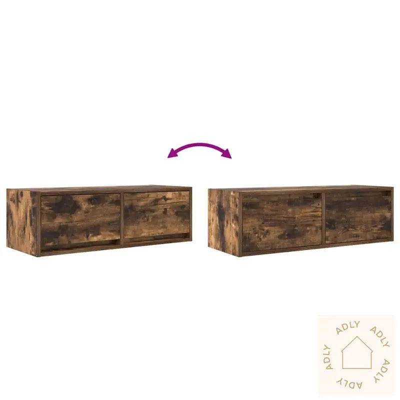 Tv-Benker 2 Stk Røkt Eik 80X31X25,5 Cm Konstruert Tre