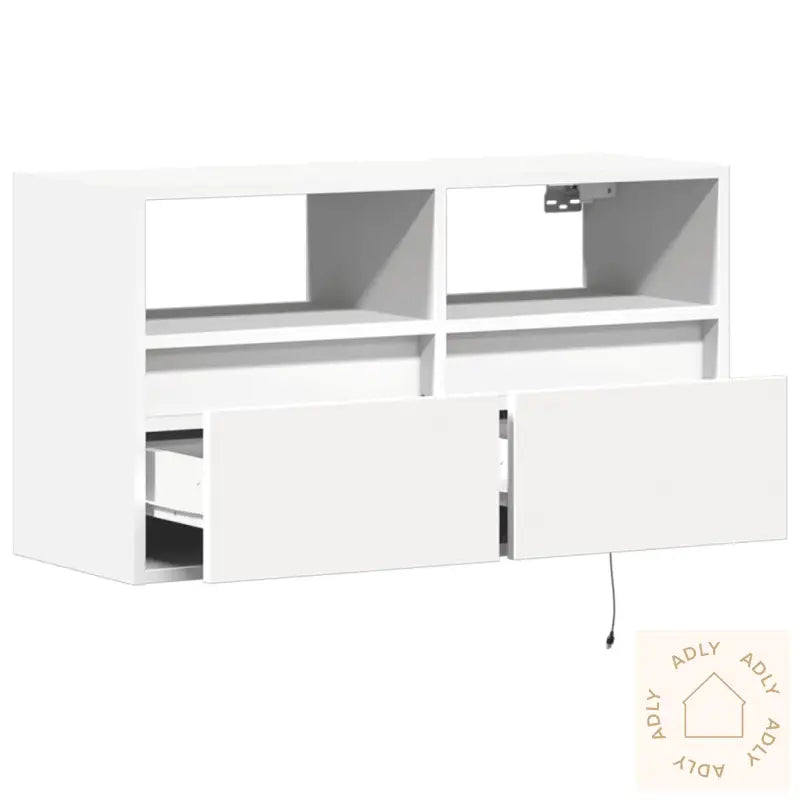 Vegghengt Tv-Benk Med Led Hvit 80X31X45 Cm